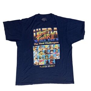Street Fighter II Ultra The Final Challengers Player Select Navy T-Shirt XL